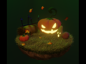 Halloween Scene Pump For Render Modelo 3D