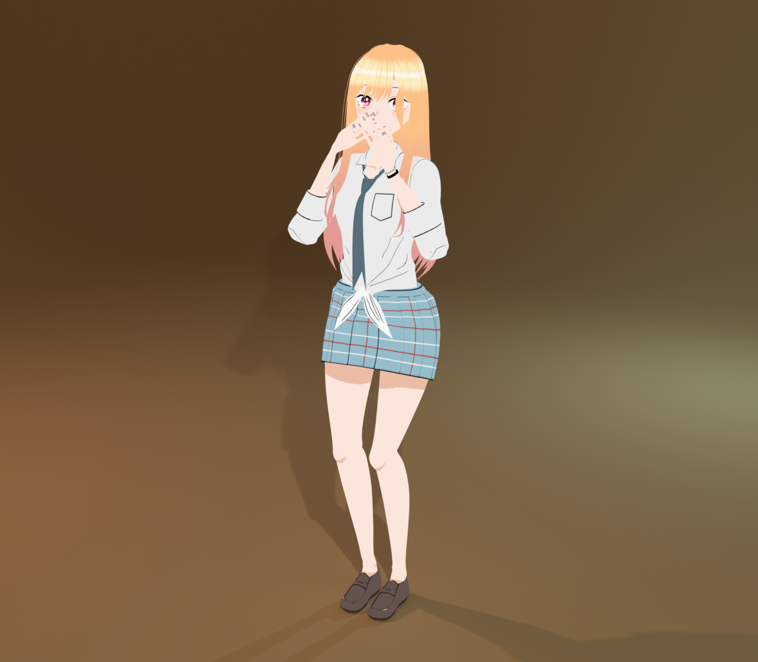 Anime Vermeil in Gold Character Low-poly Low-poly Modelo 3D