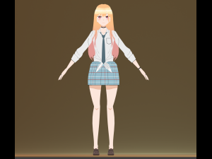 Anime Marin Kitagawa Rigging Low-poly Modelo 3D
