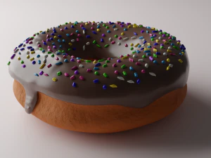 Шоколадный пончик с глазурью 3D Модель