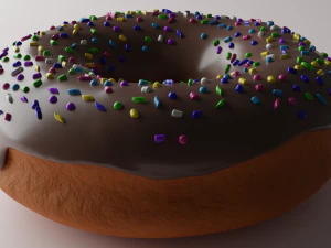Chocolate donut with glaze 3D Model