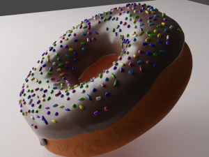 Chocolate donut with glaze 3D Model