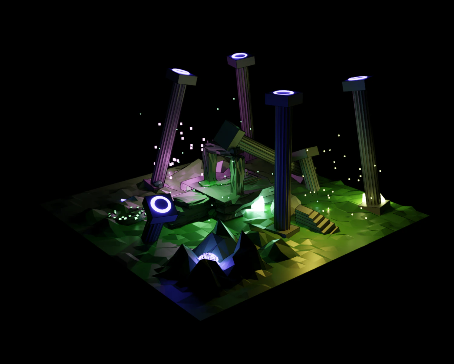 Low Poly Enchanted Garden 3D Model .c4d .max .obj .3ds .fbx .stl .blend 