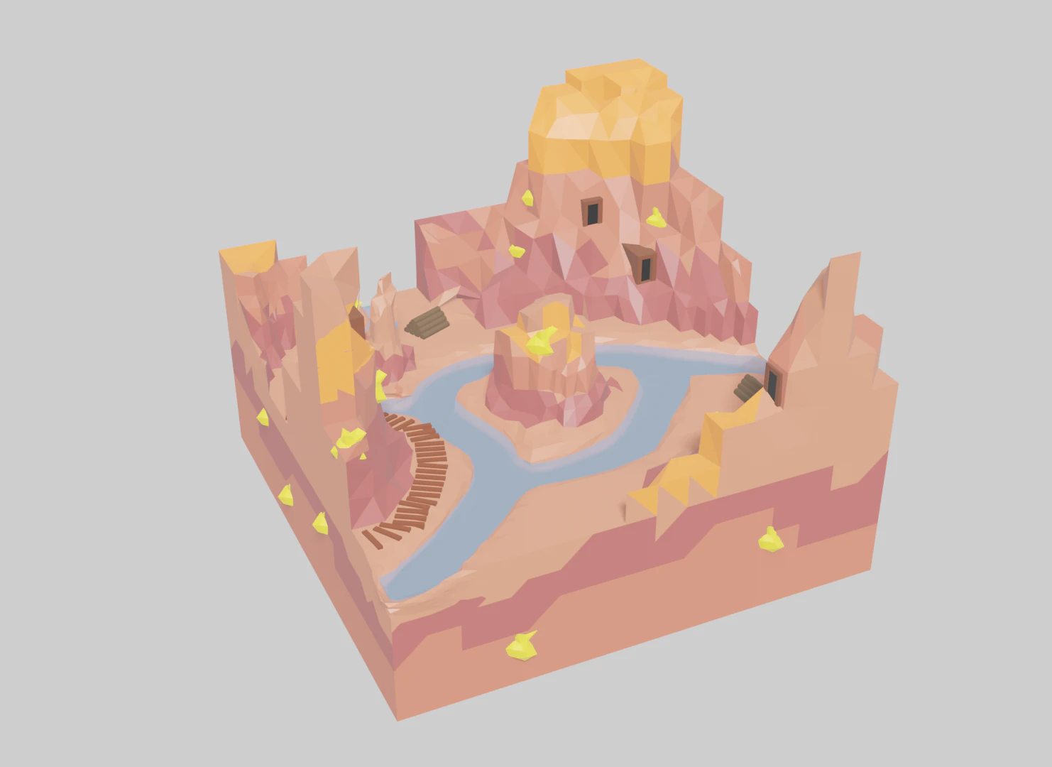 Low Poly Badlands 3D Model .c4d .max .obj .3ds .fbx .stl .blend 