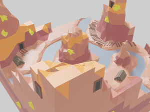 Low Poly Badlands 3D Model