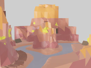 Low Poly Badlands 3D Model