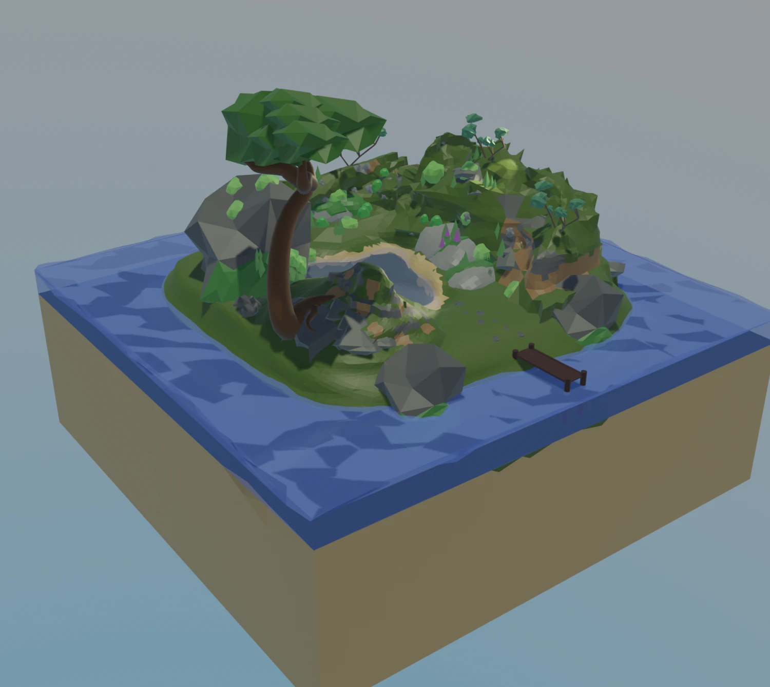 Low Poly Jungle 3D Model .c4d .max .obj .3ds .fbx .stl .blend 