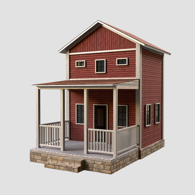 A low-poly of a home house Model 3D .c4d .max .obj .3ds .fbx .stl .blend 