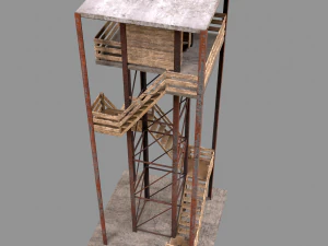 A low-poly of a military tower 3D Model