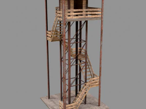 A low-poly of a military tower 3D Model