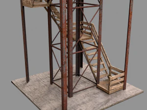 A low-poly of a military tower 3D Model