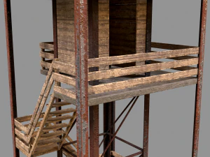 A low-poly of a military tower 3D Model