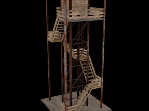 A low-poly of a military tower 3D Model