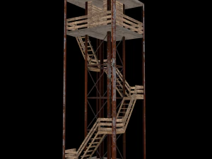A low-poly of a military tower 3D Model