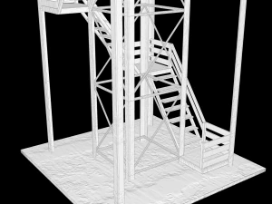 A low-poly of a military tower 3D Model