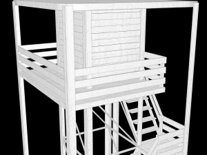 A low-poly of a military tower 3D Model