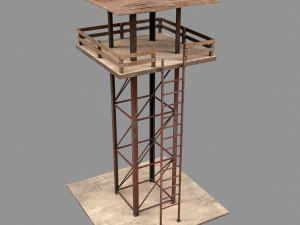 A low-poly of a military tower 3D Model