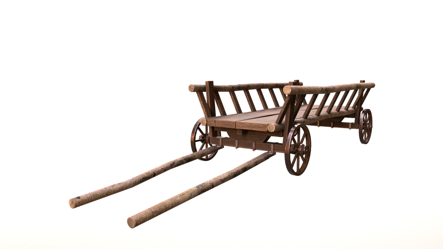 Horse Cart Low-poly 3D Model .c4d .max .obj .3ds .fbx .stl .blend 