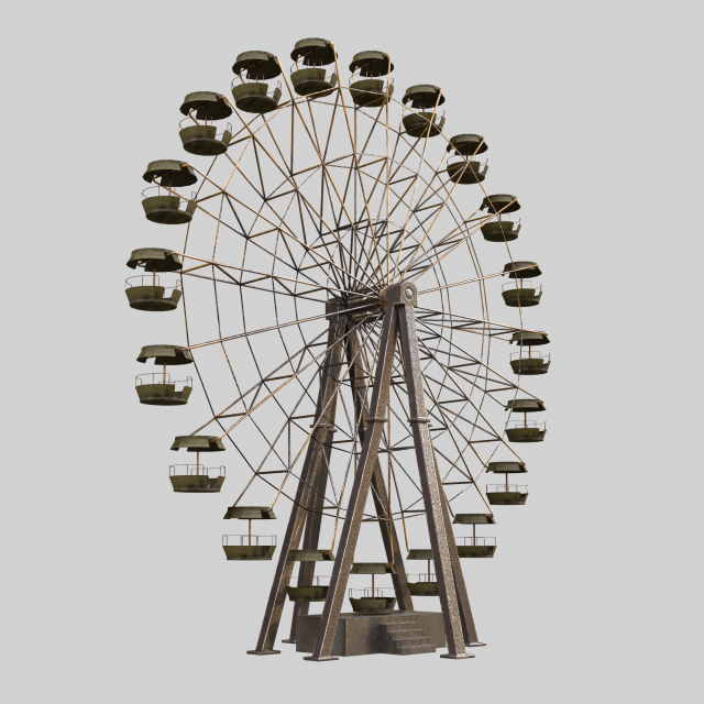 An Old rusty abandoned Low-poly of a Ferris Wheel Modèle 3D .c4d .max .obj .3ds .fbx .stl .blend 