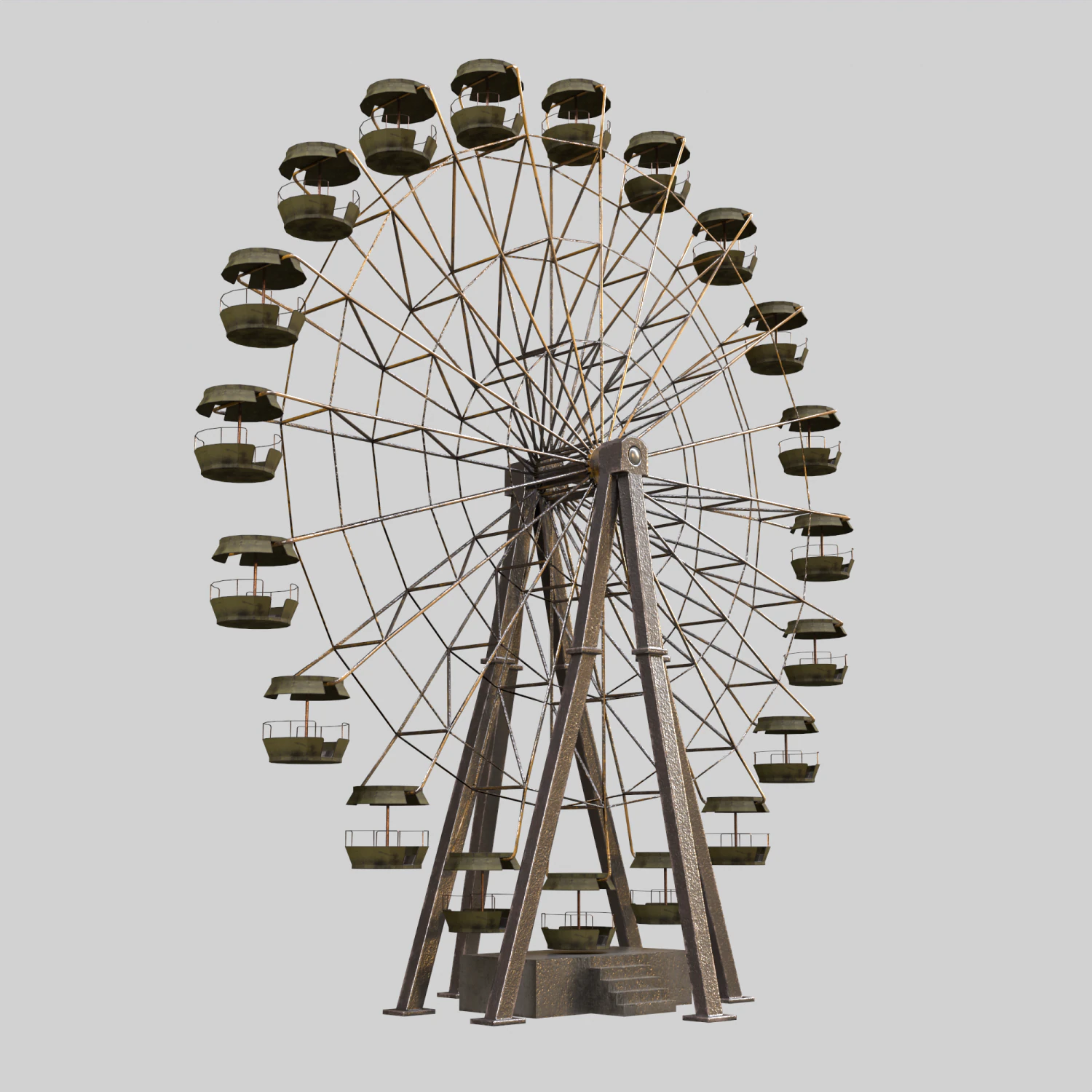 An Old rusty abandoned Low-poly of a Ferris Wheel 3D Model .c4d .max .obj .3ds .fbx .stl .blend