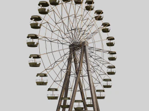 An Old rusty abandoned Low-poly of a Ferris Wheel 3D Model