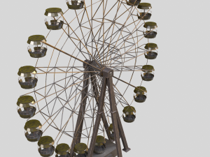 An Old rusty abandoned Low-poly of a Ferris Wheel Modèle 3D