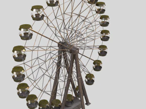 An Old rusty abandoned Low-poly of a Ferris Wheel 3D Model