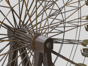 An Old rusty abandoned Low-poly of a Ferris Wheel 3D Model
