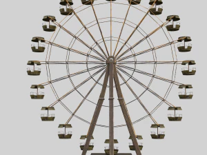 An Old rusty abandoned Low-poly of a Ferris Wheel 3D Model