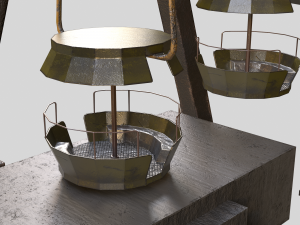 An Old rusty abandoned Low-poly of a Ferris Wheel Modèle 3D
