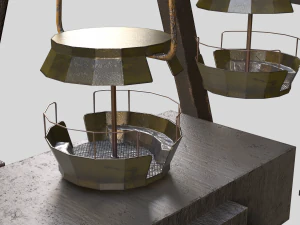 An Old rusty abandoned Low-poly of a Ferris Wheel 3D Model