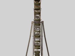 An Old rusty abandoned Low-poly of a Ferris Wheel 3D Model