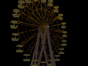 An Old rusty abandoned Low-poly of a Ferris Wheel 3D Model