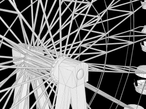 An Old rusty abandoned Low-poly of a Ferris Wheel 3D Model