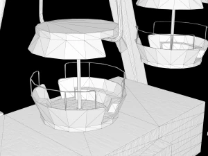 An Old rusty abandoned Low-poly of a Ferris Wheel 3D Model