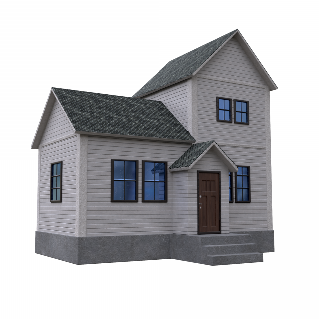 Low-poly of a home house 3D Model .c4d .max .obj .3ds .fbx .stl .blend 