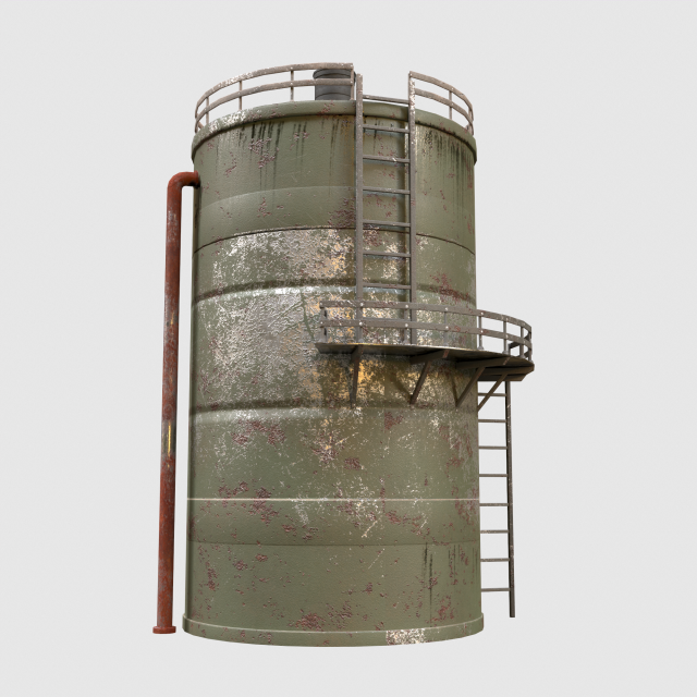 Old tank with pipes Reservoir Low-poly Modèle 3D .c4d .max .obj .3ds .fbx .stl .blend