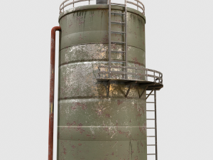 Old tank with pipes Reservoir Low-poly 3D 模型