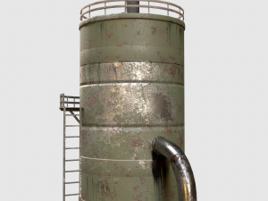Old tank with pipes Reservoir Low-poly Modèle 3D