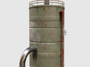 Old tank with pipes Reservoir Low-poly Modèle 3D