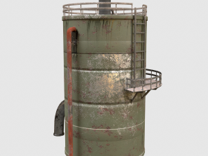 Old tank with pipes Reservoir Low-poly Modèle 3D