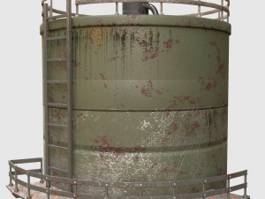 Old tank with pipes Reservoir Low-poly Modèle 3D