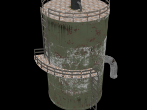 Old tank with pipes Reservoir Low-poly Modèle 3D