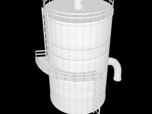 Old tank with pipes Reservoir Low-poly Modèle 3D