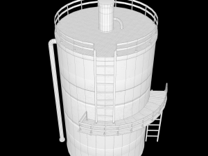 Old tank with pipes Reservoir Low-poly Modèle 3D