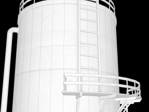 Old tank with pipes Reservoir Low-poly Modèle 3D