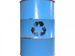 Collection of metal barrels Low-poly 3D Model