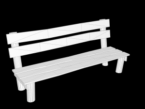 Low-poly wooden benchl 3D Model