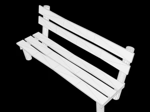 Low-poly wooden benchl 3D Model