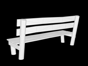 Low-poly wooden benchl 3D Model